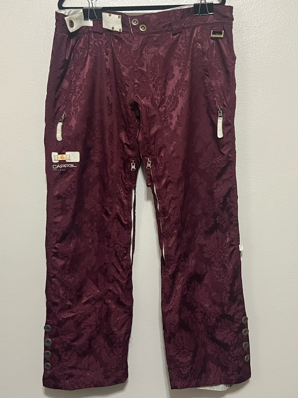 Ride Snowboards CAPP3L Ski Pants Women's XS-XL Burgandy Floral Paisley Pattern